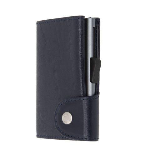 PORTAFOGLIO SINGLE COIN MONTANA VEGETABLE TANNED LEATHER C SECURE BLUE