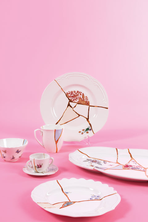 KINTSUGI Porzellan Teetasse und Untertasse Set 09648 Seletti weiß