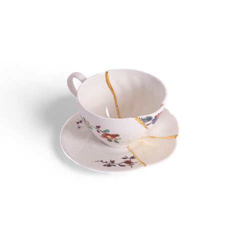 KINTSUGI Porzellan Teetasse und Untertasse Set 09648 Seletti weiß