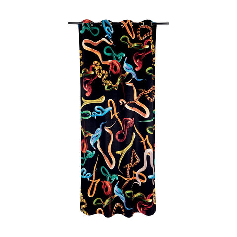 TENDA IN POLIESTERE TOILETPAPER LEFT/RIGHT CM 140X280 SNAKES BLACK 02403 SELETTI