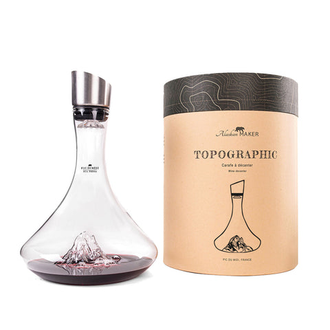 DECANTHER TOPOGRAPHIC MONTE PIC DU MIDI ALASKAN MAKER TRANSPARENT