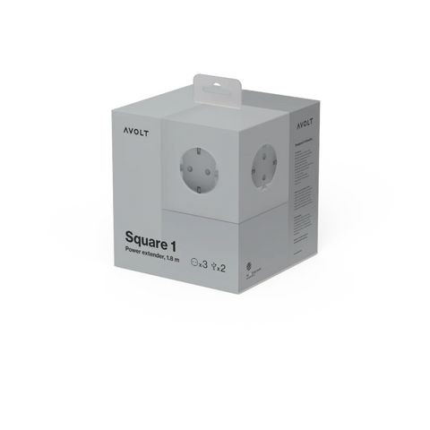 AVOLT SQUARE SOCKEL 1 USB C 1,8 METER GOTLAND GRAU