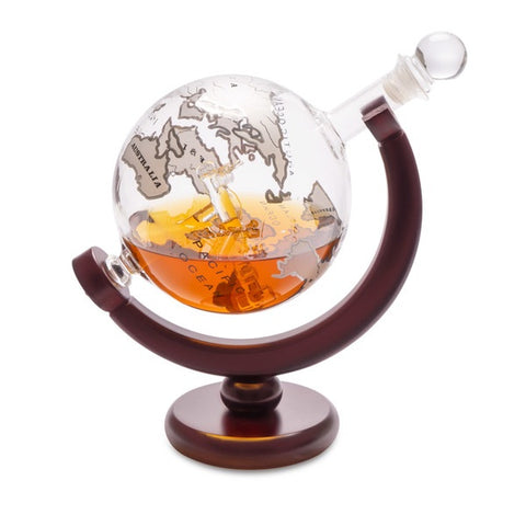 DECANTER BALVI PER WHISKY GLOBE VETRO/LEGNO