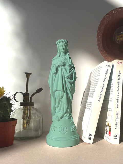 NUVOLA BLU J'AI VU LA VIERGE STATUETTA MADONNA CON FIORI IN MANO CM 21