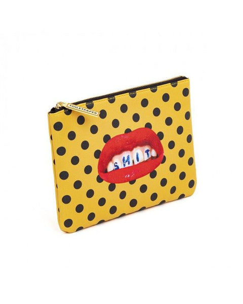 KOSMETIKBEUTEL AUS BEDRUCKTEM PU-TOILETTENPAPIER CM.21X15,5 SHIT SELETTI
