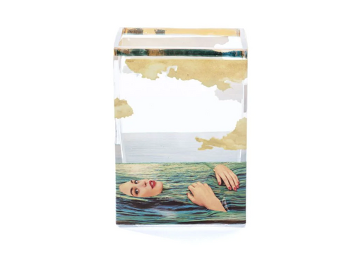 VASO IN VETRO SELETTI TOILETPAPER 10X8 H14 SEA GIRL