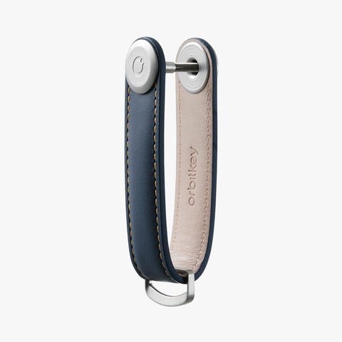 ORBITKEY 2.0 LEATHER NAVY/TAN KEYRING ART LTHO-2-NVTN