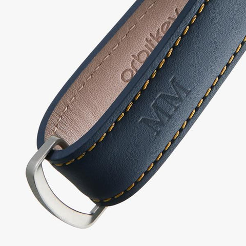 ORBITKEY 2.0 LEATHER NAVY/TAN KEYRING ART LTHO-2-NVTN