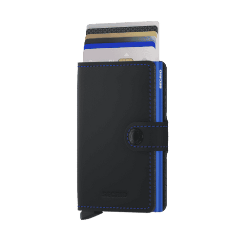 "MINIWALLET MATTE BLACK & BLUE SECRID"