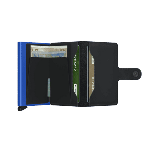 "MINIWALLET MATTE BLACK & BLUE SECRID"