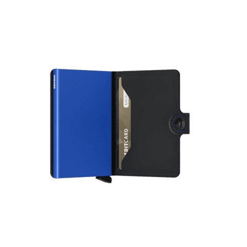 "MINIWALLET MATTE BLACK & BLUE SECRID"