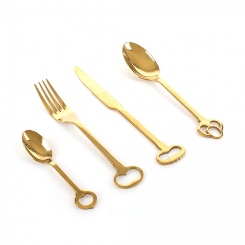 SELETTI 24-TEILIGES BESTECKSET 18/0 EDELSTAHL GOLD KEYTLERY ART 07374