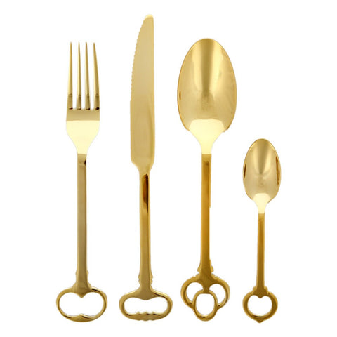 SELETTI 24-TEILIGES BESTECKSET 18/0 EDELSTAHL GOLD KEYTLERY ART 07374