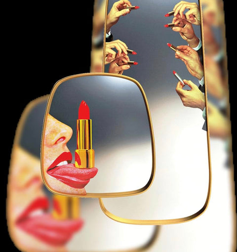 "SELETTI SPIEGEL MIT HOLZRAHMEN LIPPENSTIFTE 17041"