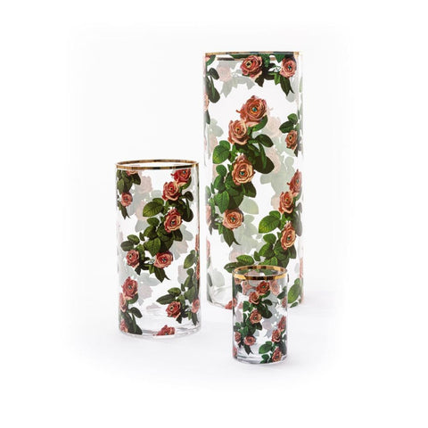 "SELETTI GLASS VASE TOILETPAPER 14173 ROSES"