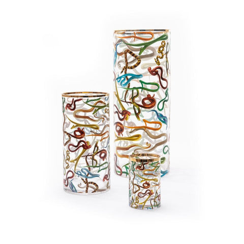"SELETTI TOILETPAPER GLASS VASE DIAM. CM. 20 H.50 SNAKES ART. 14201"