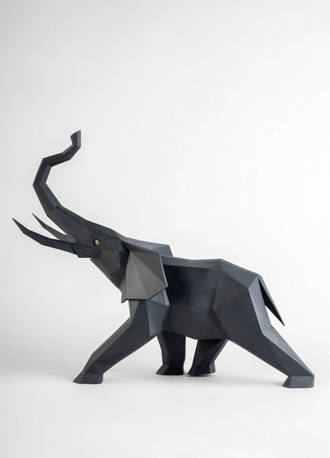 LLADRO' SCULTURA ELEFANTE NERO OPACO 1009559 43X52X20