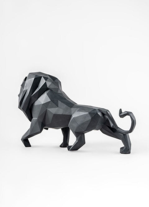 LLADRO' SCULTURA LEONE NERO OPACO 1009746 25X48X14 CM