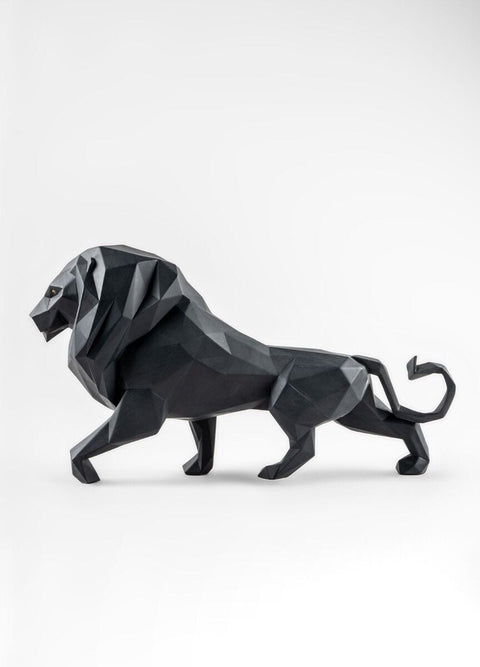 LLADRO' SCULTURA LEONE NERO OPACO 1009746 25X48X14 CM