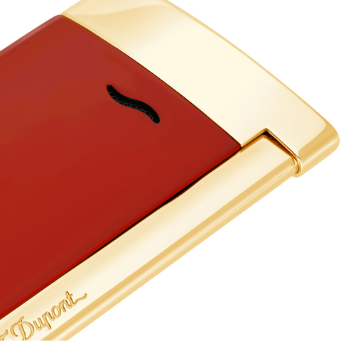 ACCENDINO DUPONT SLIM 7 LOTUS RED & GOLD ART 027707