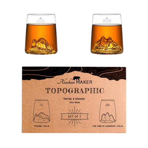 SET 2 BICCHIERINI TOFANE-TRE CIME DI LAVAREDO ART. TOPO-S-TOTC ALASKAN MAKER