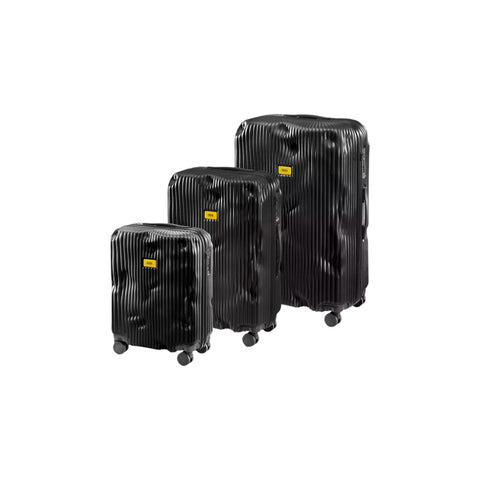 SET 3 TROLLEY CABIN-MEDIUM-LARGE STRIPE CB150 CRASH BAGGAGE BLACK