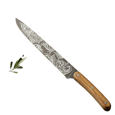 COLTELLO DA INTAGLIO TITANIUM FINISH OLIVEWOOD FLOREAL DEEJO