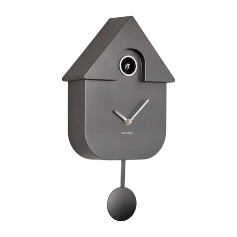 OROLOGIO WALL CLOCK MODERN CUCKOO METALLIC DARK GREY KARLSSON