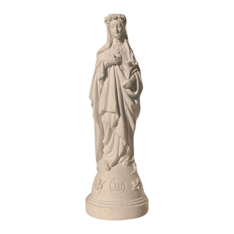 NUDE J'AI VU LA VIERGE STATUETTA MADONNA CON FIORI IN MANO CM 21