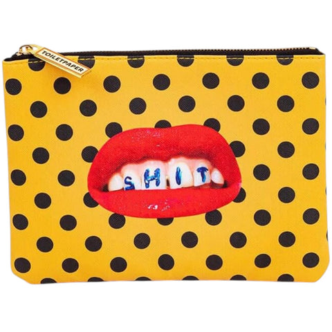 BUSTA COSMESI IN PU STAMPATO TOILETPAPER CM.21X15,5 SHIT SELETTI
