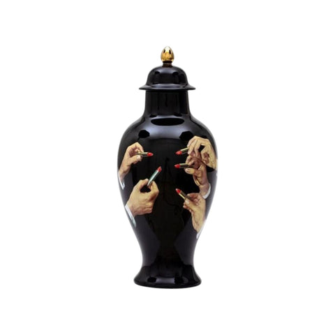 VASE SELETTI PORCELAIN TOILETPAPER LIPSTICK BLACK ART 09793