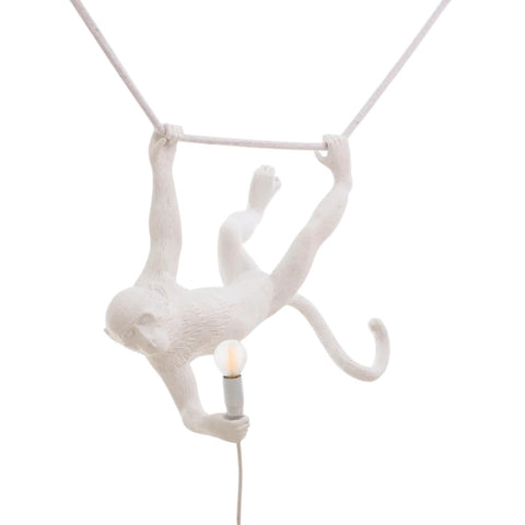 SELETTI INDOOR MONKEY WHITE RESIN LAMP ART 14875