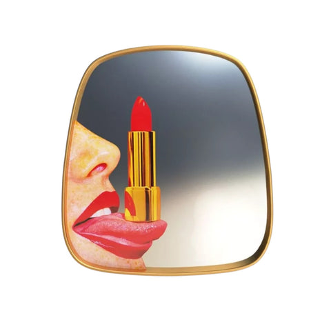 "MIRROR WITH TOILETPAPER WOODEN FRAME CM. 54 H. 59 TONGUE SELETTI"