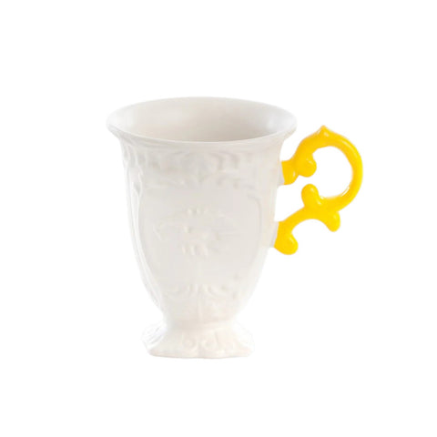 TAZZA PORCELLANA I-WARES CM 10 H 11,5 MANICO GIALLO 09855GIA SELETTI