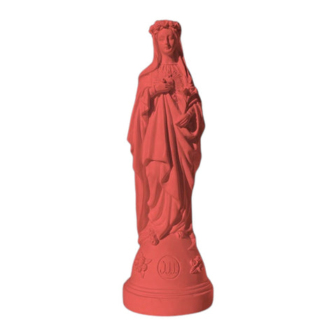 CORALLO J'AI VU LA VIERGE STATUETTA MADONNA CON FIORI IN MANO CM 21