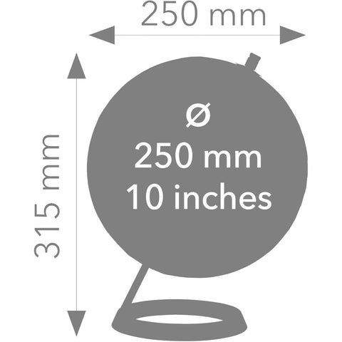 MAPPAMOMONDO DIAMETRO 25 CM BASE METALLO CROMATO BLU/ORO TROIKA