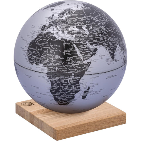 MAPPAMONDO DIAMETRO 25 CM BASE LEGNO G2509-SIBK/MA ARGENTO-NERO OPACO TROIKA