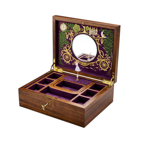 BALLET MUSICAL JEWELLERY BOX - CINDERELLA WALNUT WOOD 190017 WOLF