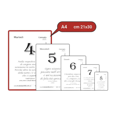 CALENDARIO FILOSOFICO FORMATO A4  C/SUPPORTO IN LEGNO ART. A4FLEG26
