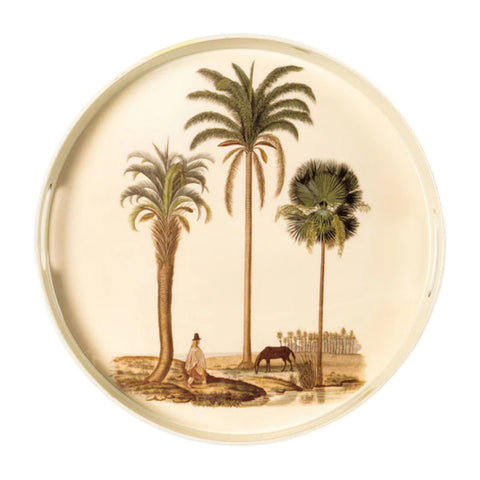 VASSOIO PALM TREE PLATEAU LACQUE' ROND 35 CM BLUE SHAKER