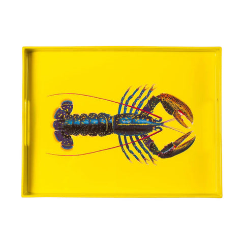 VASSOIO LOBSTER YELLOW PLATEAU LAQUE' RECTANGLE 40X30 BLUE SHAKER