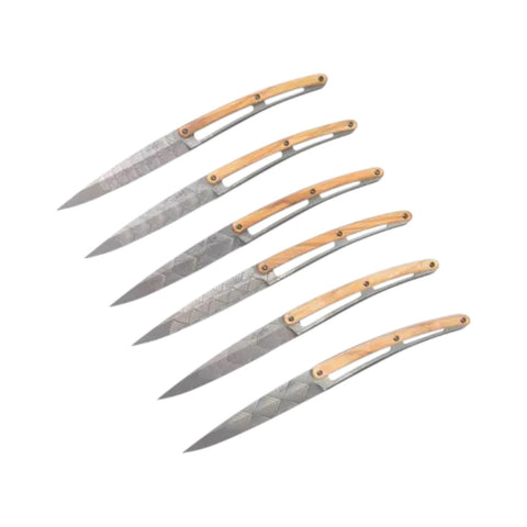 SET 6 COLTELLI DA BISTECCA TITANIUM OLIVE WOOD ART DECO ART.6FB000101 DEEJO