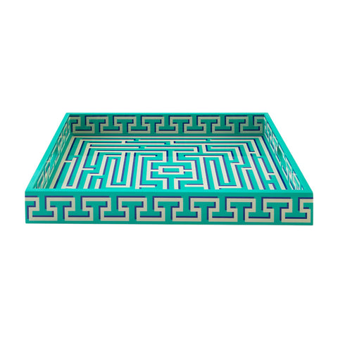 VASSOIO LABYRINTH LACQUER TRAY GREEN 35132 JONATHAN ADLER