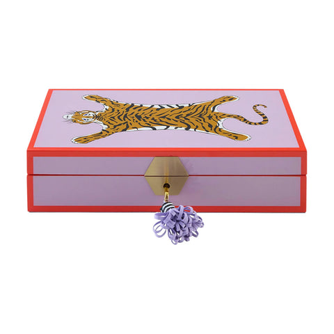 PORTAGIOIE TIGER LACQUER JEWELRY BOX LAVENDER 35134 JONATHAN ADLER