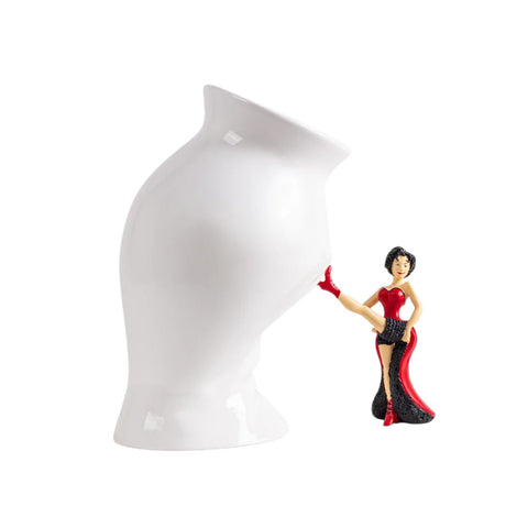 VASO CON STATUETTA IN RESINA CIRCUS LUCY CM. 28 X17,5X28,5 ART. 09927 SELETTI