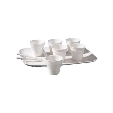 SET 6 BICCHIERINI DA CAFFE' +6PALETTINE+VASSOIO CM.18,5X27 IN PORCELLANA SELETTI