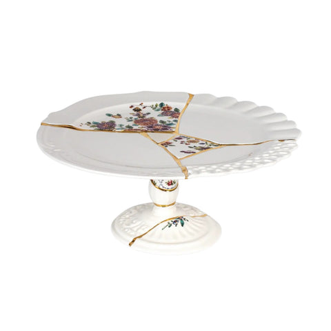ALZATA PORCELLANA E ORO KINTSUGI  CM 36 H 15 09644 SELETTI WHITE