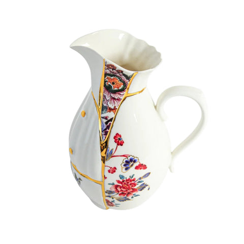 CARAFFA KINTSUGI PORCELLANA E ORO 19X14 H 25 09645 SELETTI WHITE