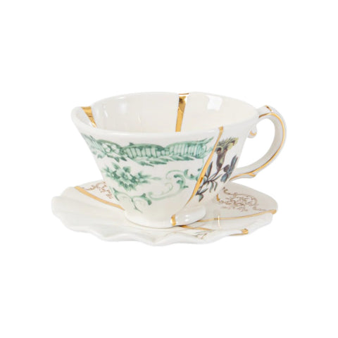 SET DA TE TAZZA E PIATTINO PORCELLANA KINTSUGI 09649 SELETTI WHITE