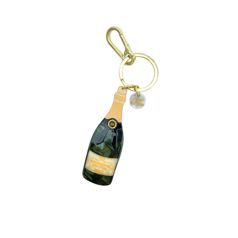 PORTACHIAVI HANDPAINTED CHAMPAGNE BAG CHARM KEYCHAIN SOLAR ECLIPSE